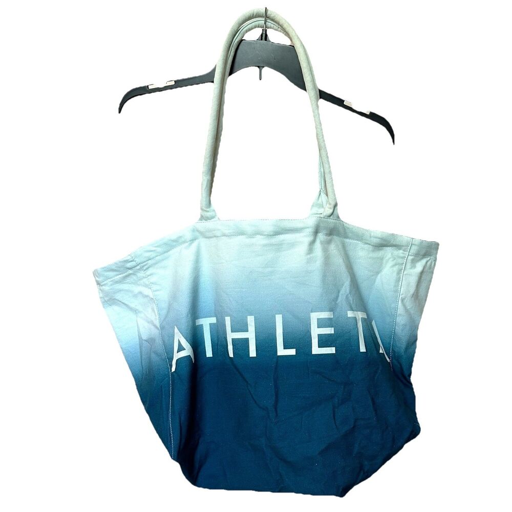 Athleta Bag Canvas Ombre Beach Gym Tote Shopping Resort Nautical Sporty